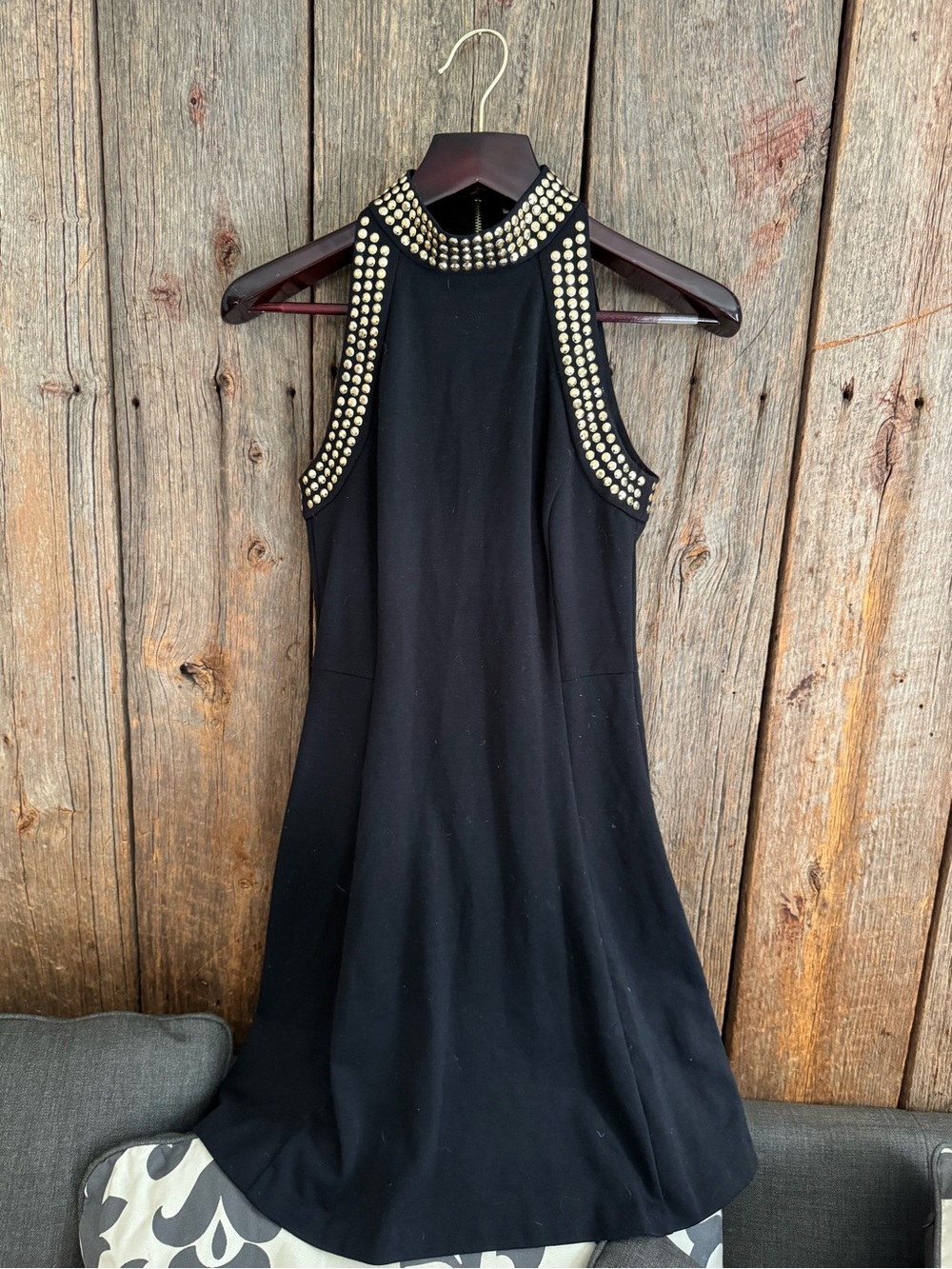 Michael Kors Black Studded Halter Dress